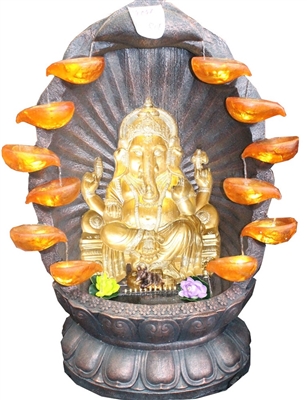 [VERY LARGE] Gold Ganesh 3d Fountain Model-14046