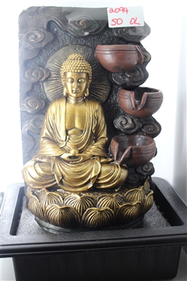 Gold Buddha cascading fountain w/ swirl background Model-2094