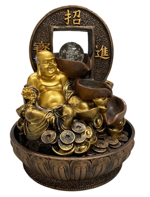 Buddha on top of Chinese Money Coins with crystal ball-Model 7167