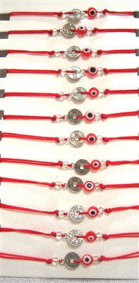 Fashion Jewelry Lucky Coin Evil Eye Symbol Bracelet - Pack of 12