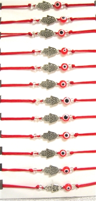 Fashion Jewelry Hamsa Evil Eye Symbol Bracelet - Pack of 12