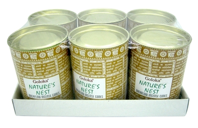 Goloka Nature's Nest Backflow Incense Cones (24 cones x 6 cans)