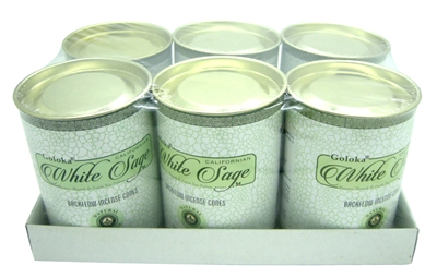 Goloka White Sage Backflow Incense Cones (24 cones x 6 cans)