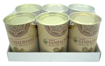 Goloka Sandalwood Backflow Incense Cones (24 cones x 6 cans)