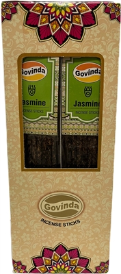 Govinda Resin Incense Sticks (12 Packs with 8 Sticks Each)- Jasmine