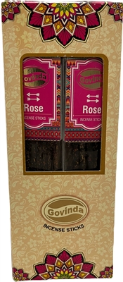 Govinda Resin Incense Sticks (12 Packs with 8 Sticks Each)- Rose