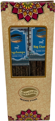 Govinda Resin Incense Sticks (12 Packs with 8 Sticks Each)- Nag Champa