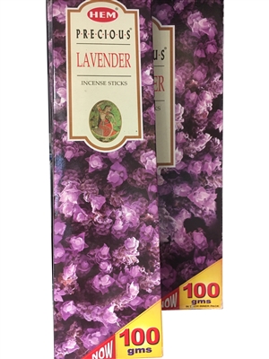 HEM Precious LAVENDER Incense Sticks 100 Grams Bulk Packs (BOX of 6 Packs)