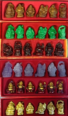 Laughing Buddha 2 Inch Statues (Set of 6 Figurine) - Choose Color