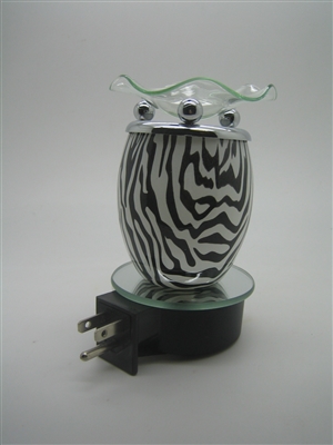 Plug In Oil Warmer - Zebra Pattern Glass Aroma Lamp