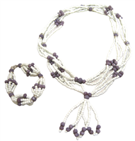 White and Purple Necklace and Bracelet