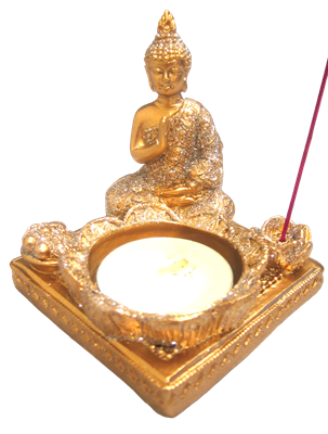 Tealight and Incense Holder Bronze Buddha