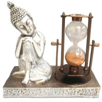 Silver Buddha With a Hourglass - QMH18308B-62