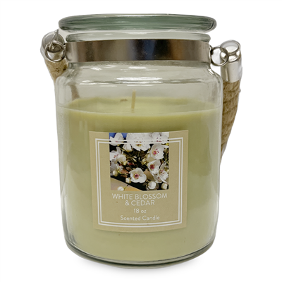 Glass Candle with Rope Handle - White Blossom & Cedar