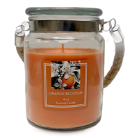 Glass Candle with Rope Handle - Orange Blossom