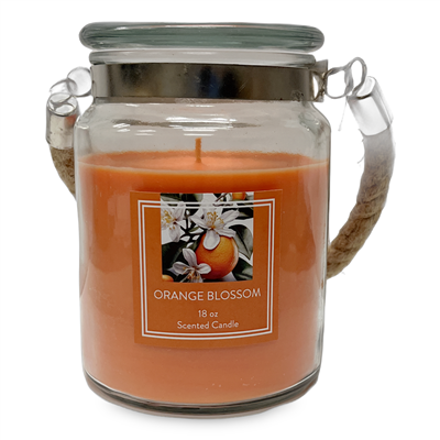 Glass Candle with Rope Handle - Orange Blossom