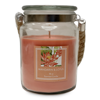 Glass Candle with Rope Handle - Mandarin & Lotus