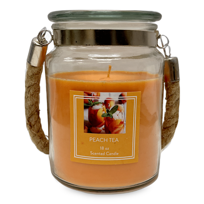 Glass Candle with Rope Handle - Peach Tea