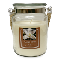 Glass Candle with Rope Handle - Vanilla Fluer