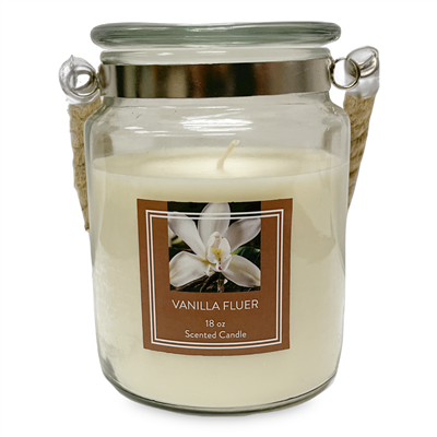 Glass Candle with Rope Handle - Vanilla Fluer