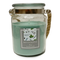 Glass Candle with Rope Handle - Mint Eucalyptus