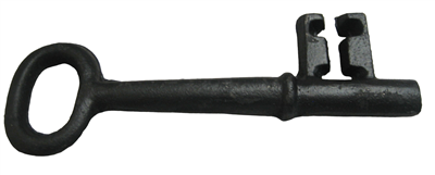 Black Iron Key with 2 teeth and 7 inches