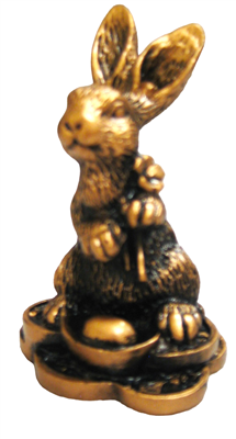 Flower Rabbit on Top of Coins Figure 2,75" Tall