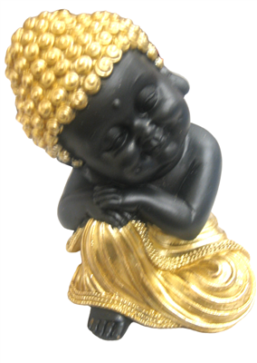 Black Buddha with Gold clothing - Resting on right Knee