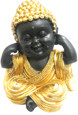 Black Buddha with Gold clothing - Hear No Evil