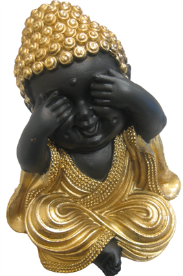 Black Buddha with Gold clothing - See No Evil