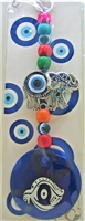 Evil Eye Elephant w/ Colored beads and painted Evil eye Ornament Pendant/Charm 9.5" Model EE4575