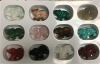 12 Hand Carved Stones Elephant - Assorted Stones