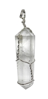 Wire Wrapped Natural CLEAR Quartz Rock Crystal Point Pendant