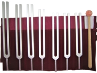 Seven Chakra Tuning Fork with rubber activator stick (Pouch Color May Vary)