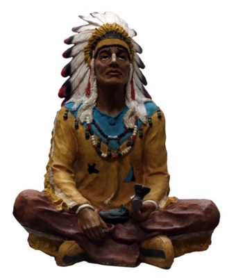 American Sitting Chief Indian with Pipe Large