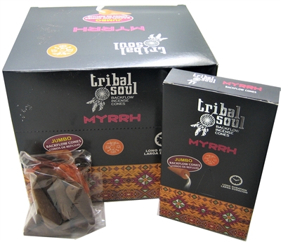 [Backflow] Tribal Soul - MYRRH - Jumbo Backflow Dhoop Cones (Box of 12 Packs x 10 cones each)