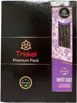 Triskel Naturally Line - White Sage Lavanda - (Box of 12 packs of 9 sticks)