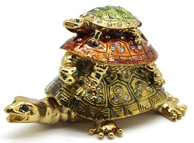 Three Tortoise/Turtle Bejeweled Trinket Box - One piece