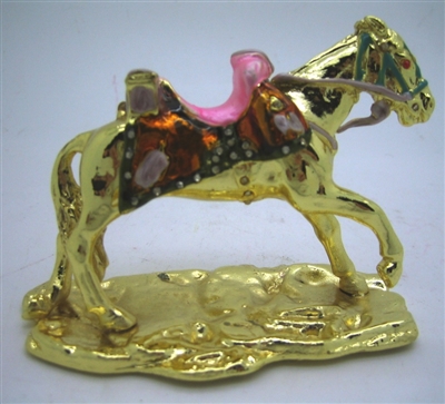 Golden Small Horse - Bejeweled Trinket Box