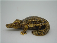 Black and Golden Alligator - Bejeweled Trinket Box