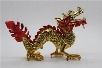 Red and gold dragon w/ jewels trinket 3.5" TRNK-2172