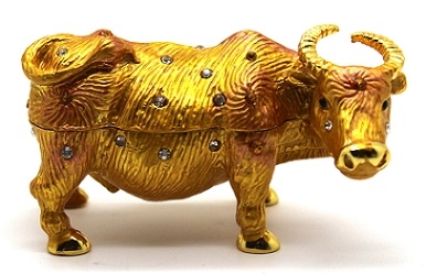 Golden Bull Trinket Box