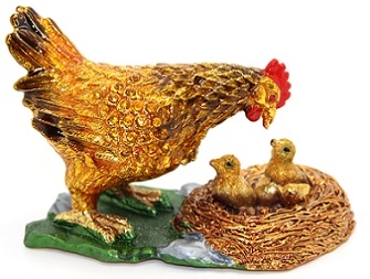 Hen with Chicks Trinket Box