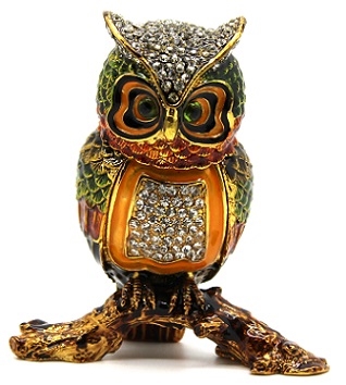 Large Multicolored Owl Bejeweled Trinket Boxï¿½(Out of Stock)