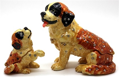 Sitting St Bernard Dog Trinket Box