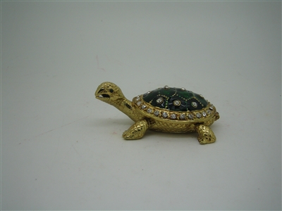 Turtle Green Shell - Bejeweled Trinket Box