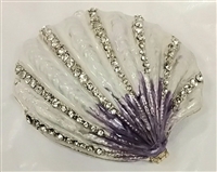 Clam Shell with purple and white color- Bejeweled Trinket Box - TRNK-4423