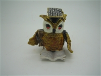 Graduating Owl with Open Book - Bejeweled Trinket Box