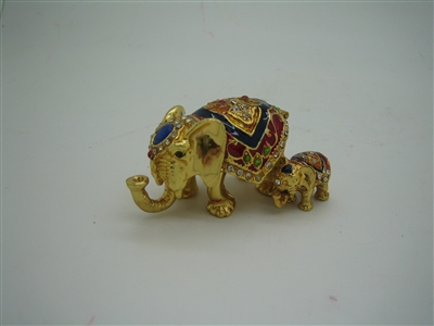Set of Two Small Elephants - Bejeweled Trinked Box
