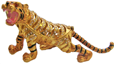 See Through Roaring Tiger - Bejeweled Trinket Box